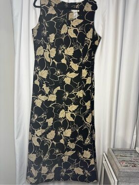 Studio I Black Maxi Dress with Beige Floral Print